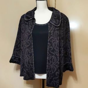 Ming Wang 2 pc Jacket with Shell embellish with faux diamonds, size XL
